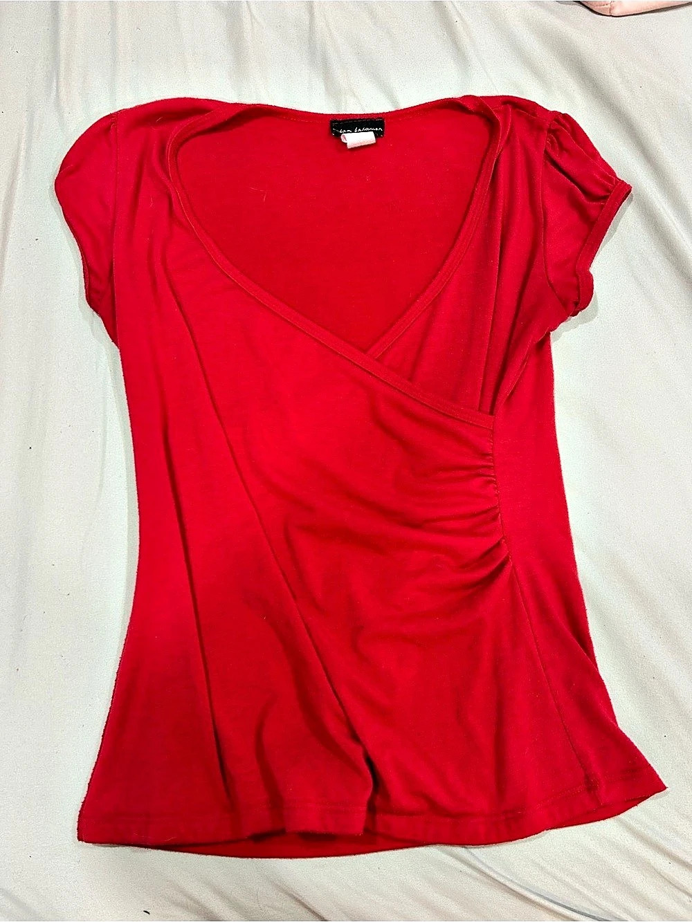 J Brand Wrap Front Short Sleeve Red